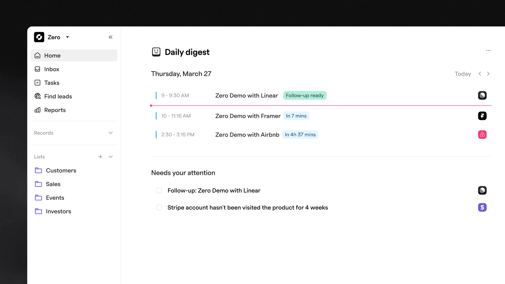 New in Zero: Home view in Zero